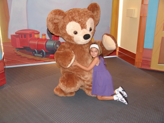 Disney Bear getting a big hug