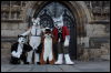 [s posing in front of church]